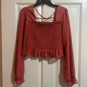 Elegant Rust Smocked Women's Top